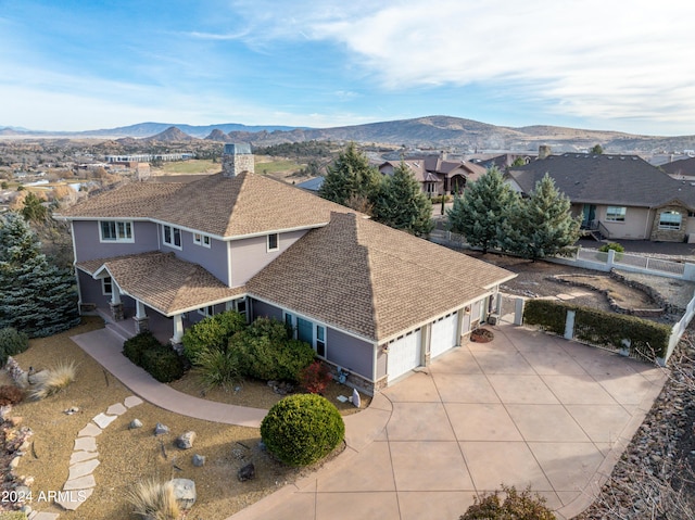 aerial view featuring a mountain view