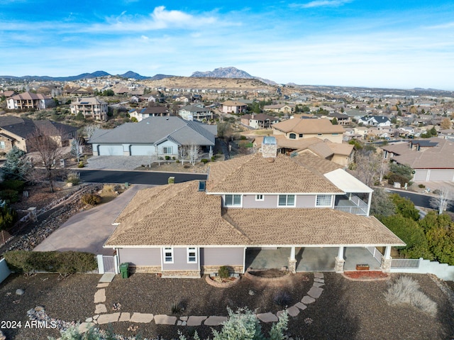 aerial view with a mountain view