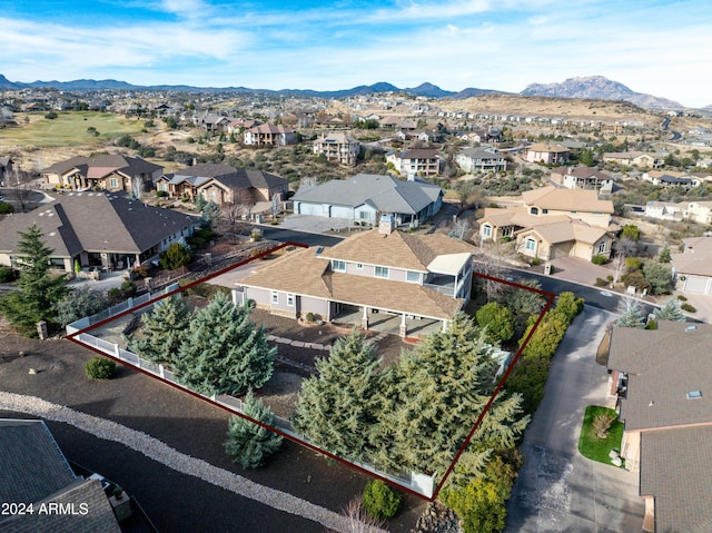 bird's eye view with a mountain view