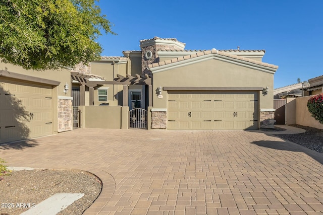 view of front of property with a garage