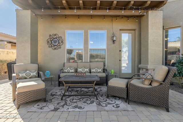 view of patio featuring an outdoor living space