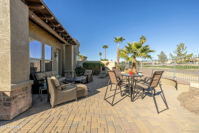 view of patio with an outdoor living space