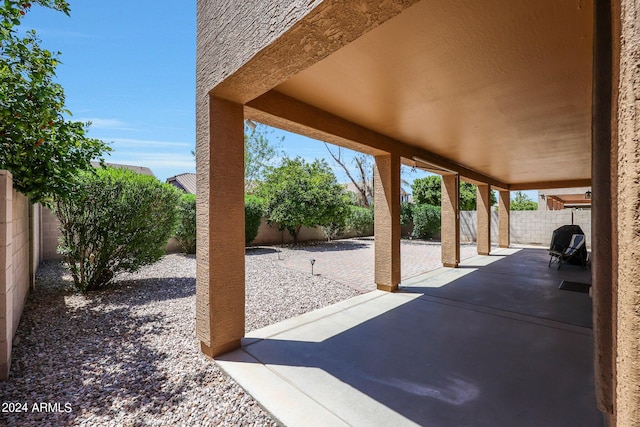 view of patio featuring a fenced backyard