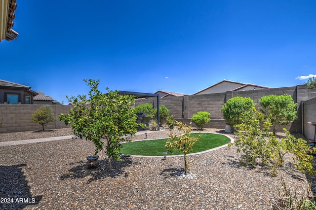 view of yard featuring a fenced backyard