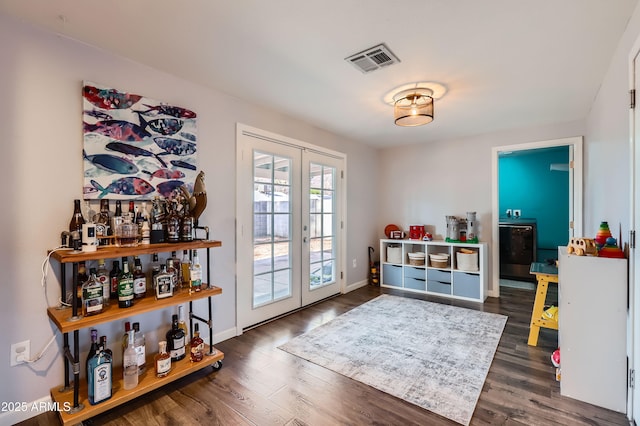 1718 W Voltaire Ave, Phoenix, AZ 85029 - rec room featuring french doors, wood finished floors, and baseboards