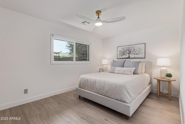 8119 E San Miguel Ave, Scottsdale, AZ 85250 - bedroom featuring light wood-style flooring and ceiling fan