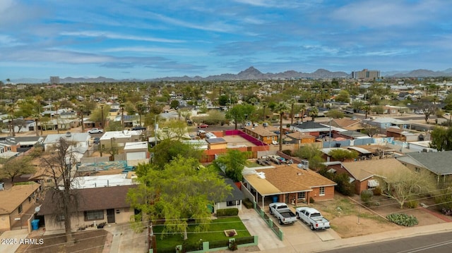 aerial view with a residential view and a mountain view