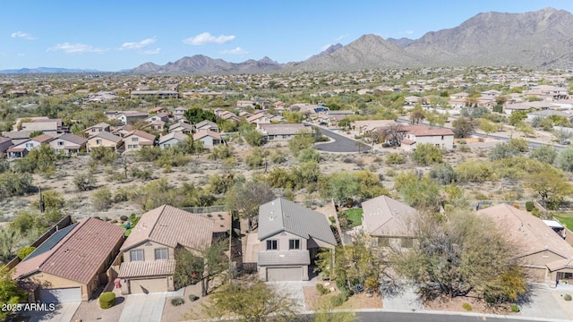 aerial view with a residential view and a mountain view