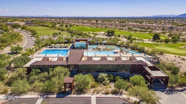 drone / aerial view featuring golf course view