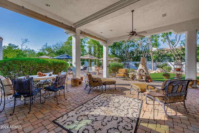 view of patio / terrace with ceiling fan