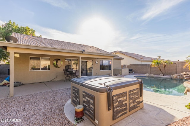 exterior space featuring a fenced in pool