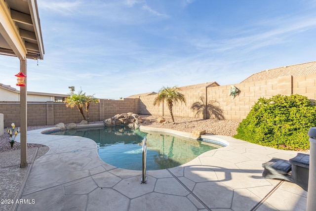 view of swimming pool with a patio