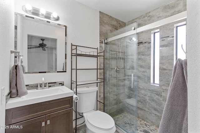 905 E Bluefield Ave, Phoenix, AZ 85022 - full bath with vanity, ceiling fan, a shower stall, and toilet