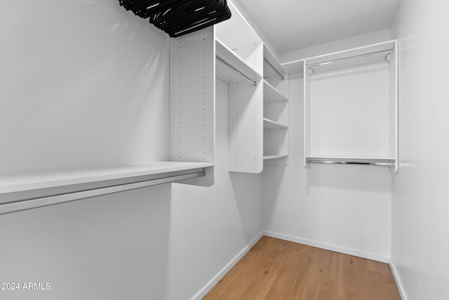 spacious closet with light hardwood / wood-style flooring