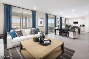 living area featuring recessed lighting