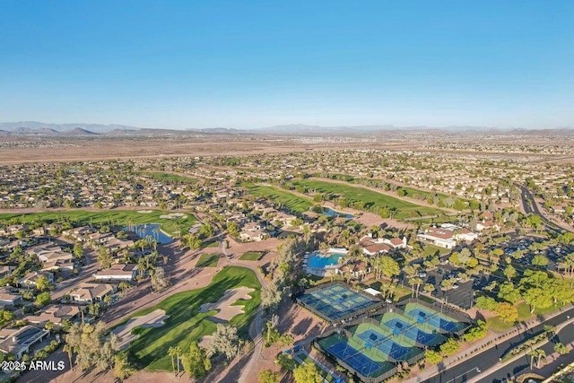 aerial view with a residential view and a mountain view