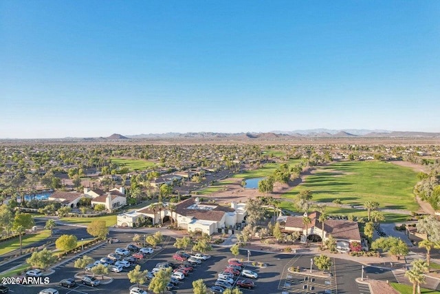 aerial view featuring a residential view and a mountain view