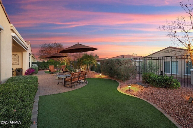 view of yard with a patio area and fence