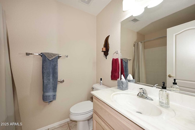 4081 N 156th Dr, Goodyear, AZ 85395 - bathroom featuring tile patterned flooring, toilet, vanity, a shower with curtain, and baseboards