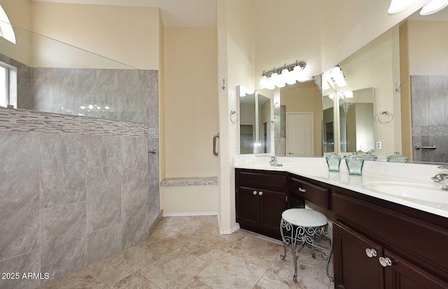 4081 N 156th Dr, Goodyear, AZ 85395 - bathroom with walk in shower and double vanity