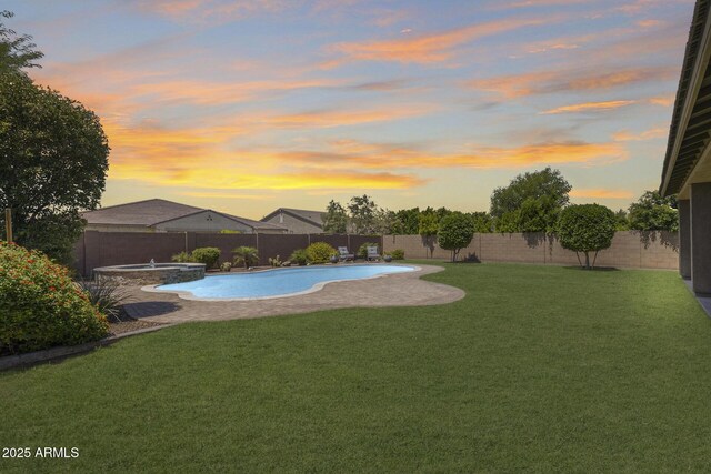 11875 W Lone Tree Trl, Peoria, AZ 85383 - pool at dusk featuring a pool with connected hot tub
