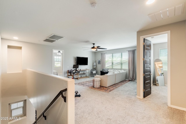 11875 W Lone Tree Trl, Peoria, AZ 85383 - living room with a ceiling fan and carpet floors