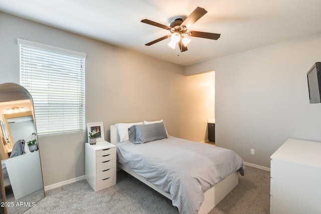 11875 W Lone Tree Trl, Peoria, AZ 85383 - bedroom with light colored carpet, baseboards, and ceiling fan