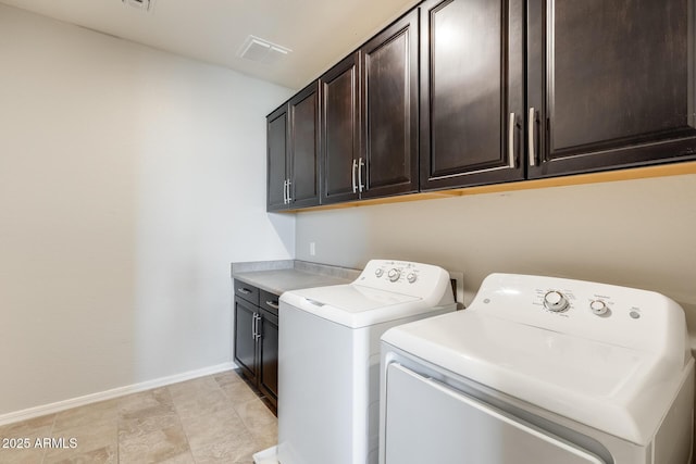 11875 W Lone Tree Trl, Peoria, AZ 85383 - laundry area with cabinet space, separate washer and dryer, and baseboards