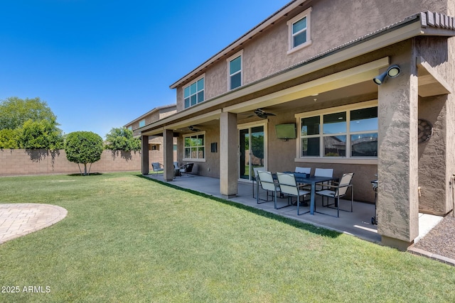 11875 W Lone Tree Trl, Peoria, AZ 85383 - rear view of property featuring a ceiling fan, a patio, and stucco siding