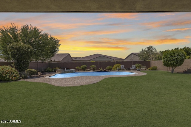 11875 W Lone Tree Trl, Peoria, AZ 85383 - pool at dusk with a pool with connected hot tub