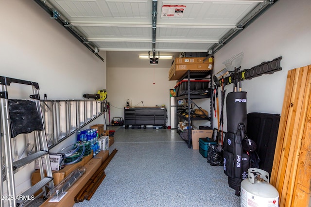 garage with a garage door opener