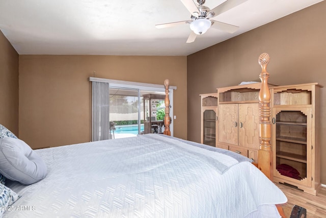 1631 E Carla Vista Dr, Chandler, AZ 85225 - bedroom with access to outside, wood finished floors, a ceiling fan, and vaulted ceiling