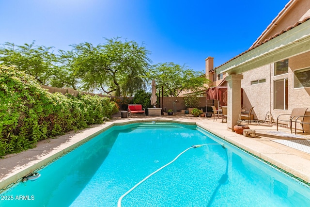 1631 E Carla Vista Dr, Chandler, AZ 85225 - view of swimming pool featuring a fenced backyard, a fenced in pool, and a patio