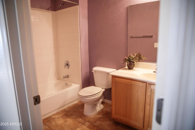 full bathroom with tile patterned floors, vanity, toilet, and shower / bathing tub combination