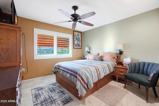 bedroom featuring ceiling fan