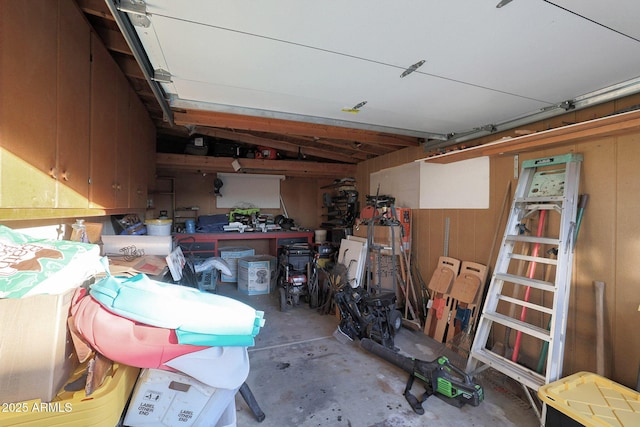 garage featuring a workshop area