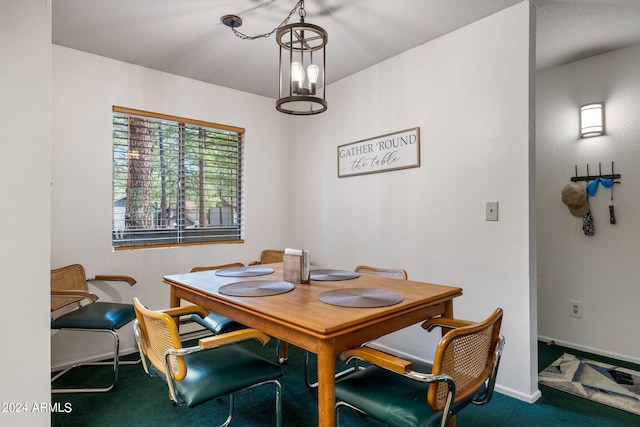 view of carpeted dining room