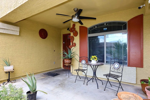 view of patio / terrace with a ceiling fan