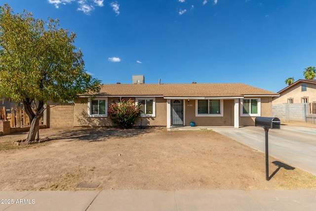 view of single story home