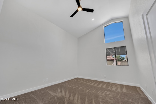 3926 E Coconino St, Phoenix, AZ 85044 - carpeted empty room with plenty of natural light, vaulted ceiling, and ceiling fan
