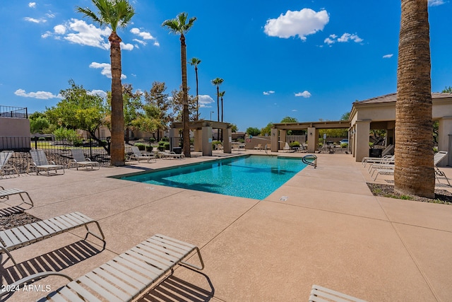 view of pool featuring a patio area