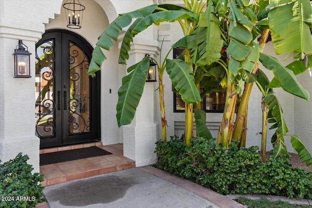 property entrance with french doors