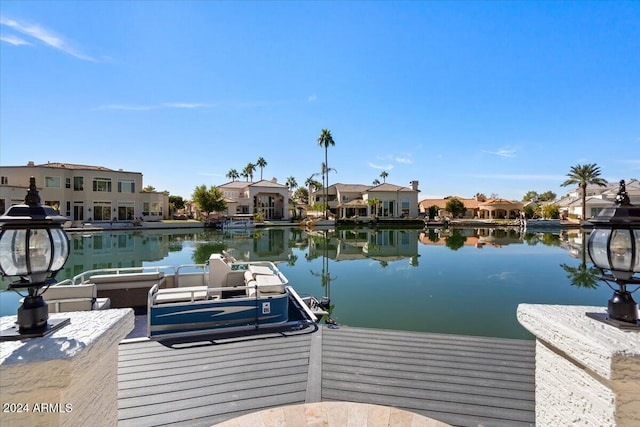 dock area featuring a water view