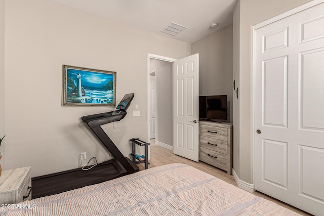 bedroom featuring light hardwood / wood-style floors