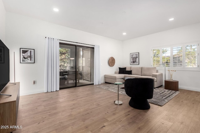 living room featuring light hardwood / wood-style floors