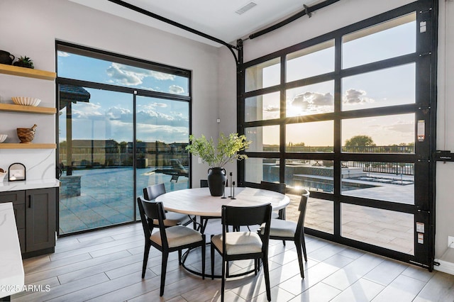 dining space with visible vents