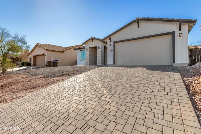 view of front of house with a garage