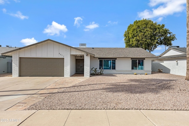 single story home with a garage