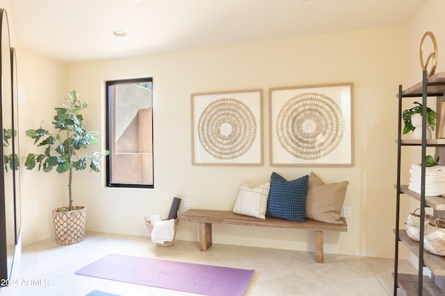 sitting room with tile patterned flooring