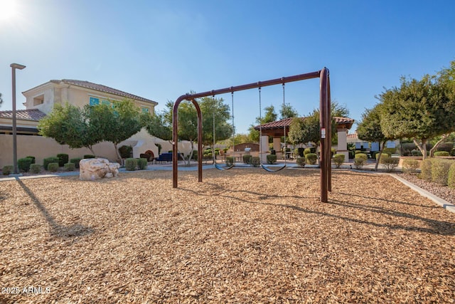 community play area with a gazebo